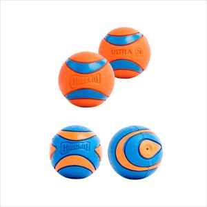 Chuckit! Ultra & Squeaker Medium Bouncy Fetch Floating Water Ball Dog Toy, Orange, Medium, 4 count