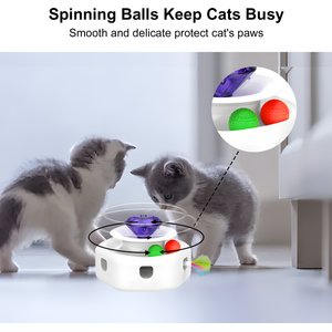 Shele Play Purrfect 4 in 1 Interactive Rotating Wand Cat Toy, White, Small