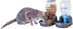 Petmate Replendish Filtered Dishwasher Safe Plastic Cat Waterer & Feeder, Pearl Smoke Gray, 0.5-gal, 5-lb