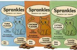 Sprankles Variety Chicken, Tuna & Catnip, Flavored Crunchy Filled Cat Treats, 8-oz bag, case of 3