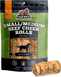 Redbarn Pet Products All-Natural Chicken & Carrot Glazed Beef Cheek Rolls Dog Chew Treat, Small/Medium, 5 count