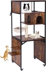 Aivituvin-AIR7015 Wooden Cat Litter Box Enclosure with Metal Frame House, Brown, Medium slide 1 of 6