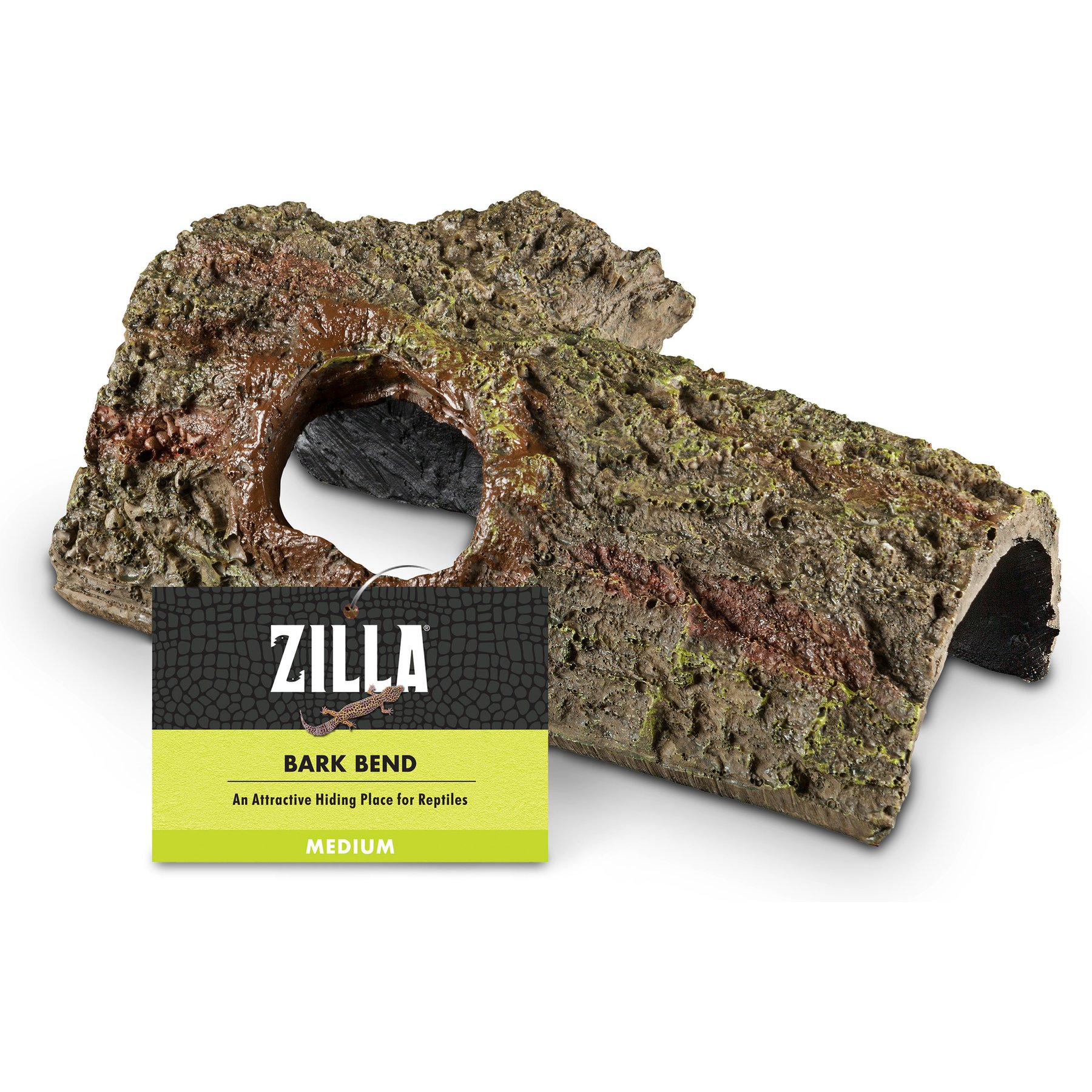 Zilla Bark Bends Habitat Decor Reptile Hideout, Medium