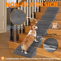 MALOROY Anti-Slip Bottom Staircase & Self-Sticky Pads Dog Ramp, Dark Grey slide 2 of 8