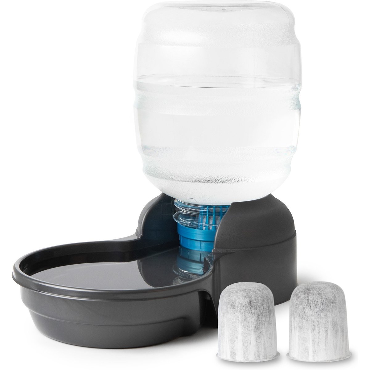 Petmate Replendish Filtered Dishwasher Safe Plastic Dog Waterer with 2 Filter, Pearl Smoke Gray, 4-gal