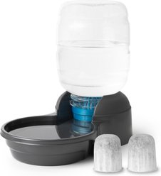 Petmate Replendish Filtered Dishwasher Safe Plastic Dog Waterer with 2 Filter, Pearl Smoke Gray, 2.5-gal