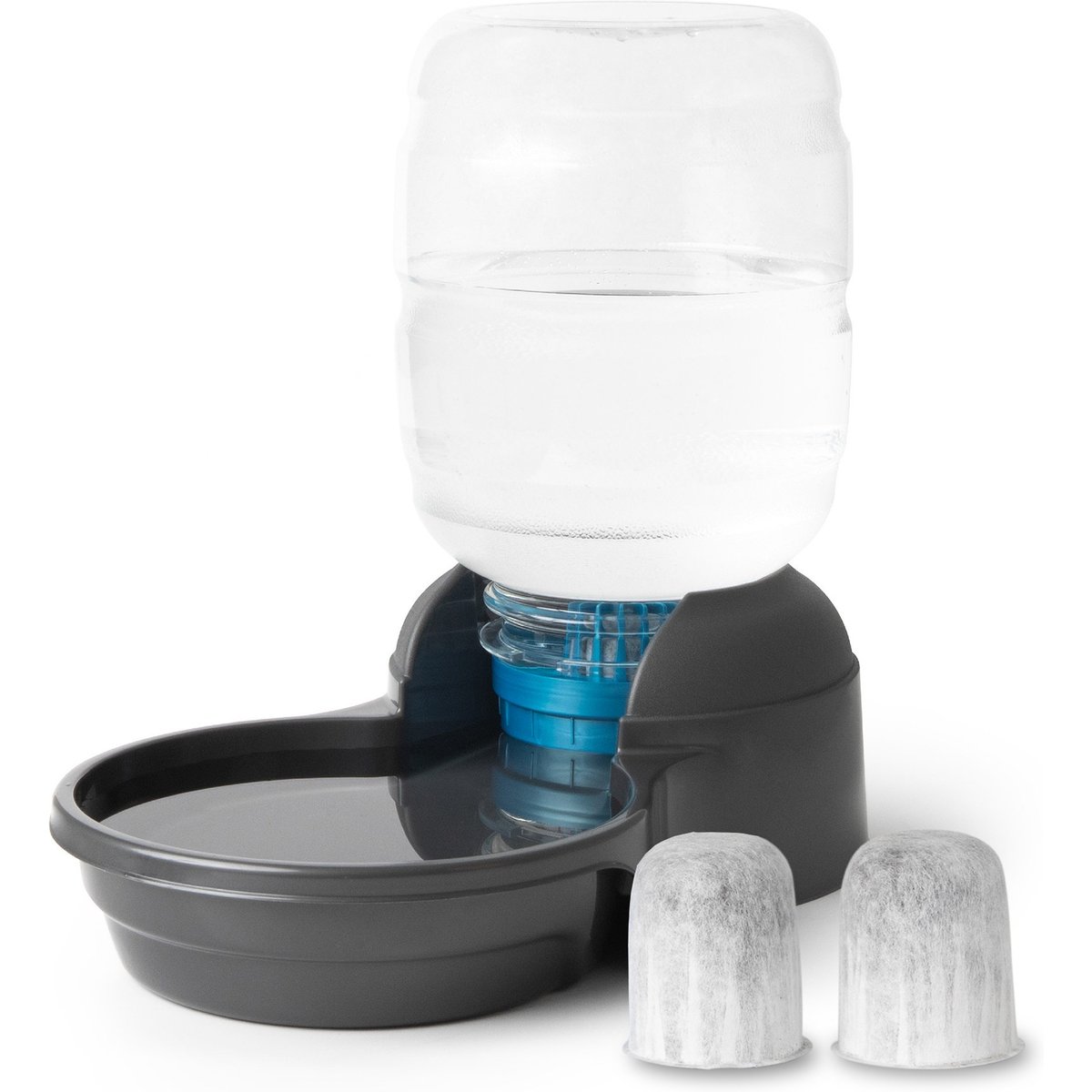 Petmate Replendish Filtered Dishwasher Safe Plastic Dog Waterer with 2 Filter, Pearl Smoke Gray, 2.5-gal