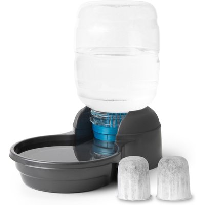Petmate Petmate Replendish Filtered Dishwasher Safe Plastic Dog Waterer with 2 Filter, Pearl Smoke Gray, 2.5-gal