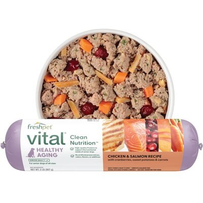 Freshpet Freshpet Healthy Aging Chicken & Salmon Recipe Fresh Refrigerated Dog Food, 2-lb roll, case of 8