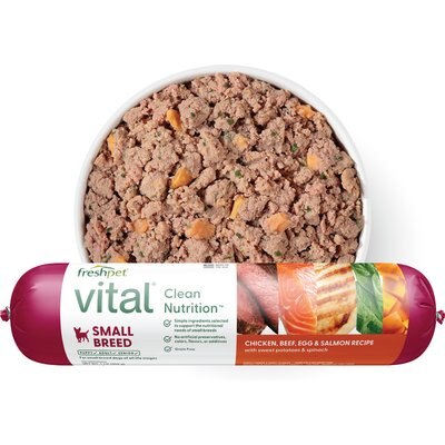 Freshpet Freshpet Grain-Free Small Breed Chicken, Beef, Egg, & Salmon Recipe Fresh Refrigerated Dog Food, 1-lb roll, case of 8