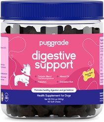 PupGrade Prebiotics + Probiotics Enzyme Blend Digestive Health Support Peanut Butter Flavored Soft Chew Supplment for Dogs, 60 count