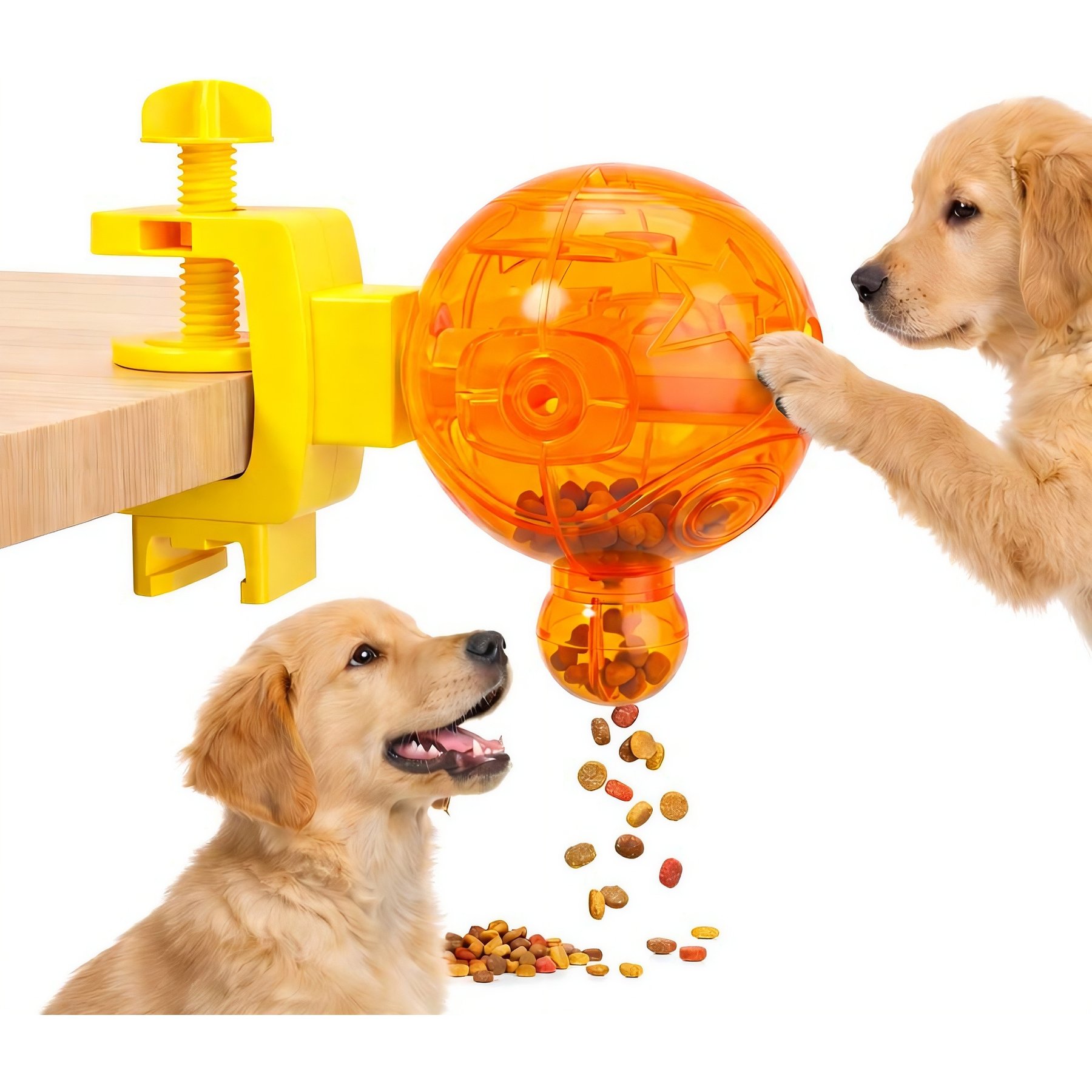 Shele World Cup Interactive Sphere Treat Dispenser & Slow Feeder Training Dog & Cat Toy, Orange