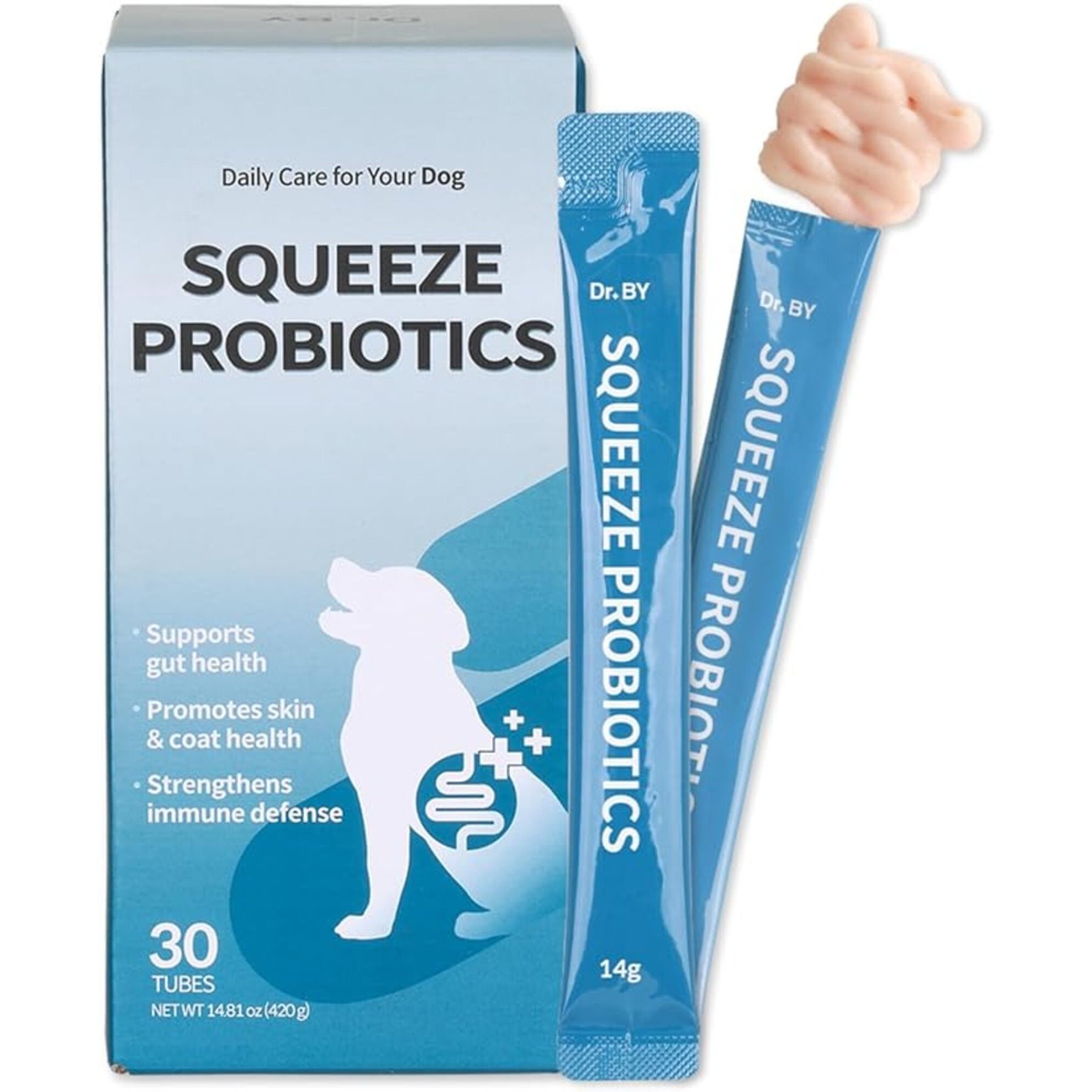 Doctor By Squeeze Probiotics Gut Chicken Flavored Lickable Supplements for Dogs, 30 count