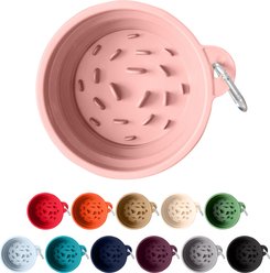 Puppington Slow-Feeder Non-Skid Travel Dog Bowl, Blush Pink, 2.25-cup