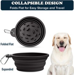 Puppington Slow-Feeder Non-Skid Travel Dog Bowl, Onyx Black, 2.25-cup slide 2 of 7