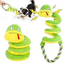 gerhui Spiral Long Necked Snake Plush Dog Toy, Green