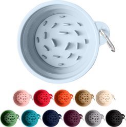 Puppington Slow-Feeder Non-Skid Travel Dog Bowl, Ice Blue, 2.25-cup