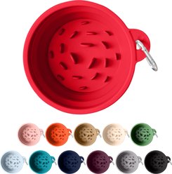 Puppington Slow-Feeder Non-Skid Travel Dog Bowl, Ruby Red, 2.25-cup
