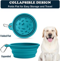 Puppington Slow-Feeder Non-Skid Travel Dog Bowl, Lagoon Teal, 2.25-cup slide 2 of 7