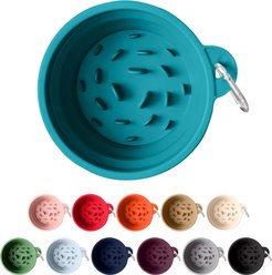 Puppington Slow-Feeder Non-Skid Travel Dog Bowl, Lagoon Teal, 2.25-cup