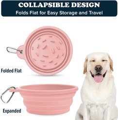 Puppington Slow-Feeder Non-Skid Travel Dog Bowl, Blush Pink, 2.25-cup slide 2 of 7