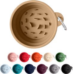 Puppington Slow-Feeder Non-Skid Travel Dog Bowl, Latte Beige, 2.25-cup