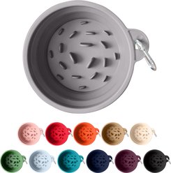 Puppington Slow-Feeder Non-Skid Travel Dog Bowl, Charcoal Gray, 2.25-cup