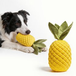 gerhui Bun Pineapple Squeaky Chew Dog Toy, Yellow