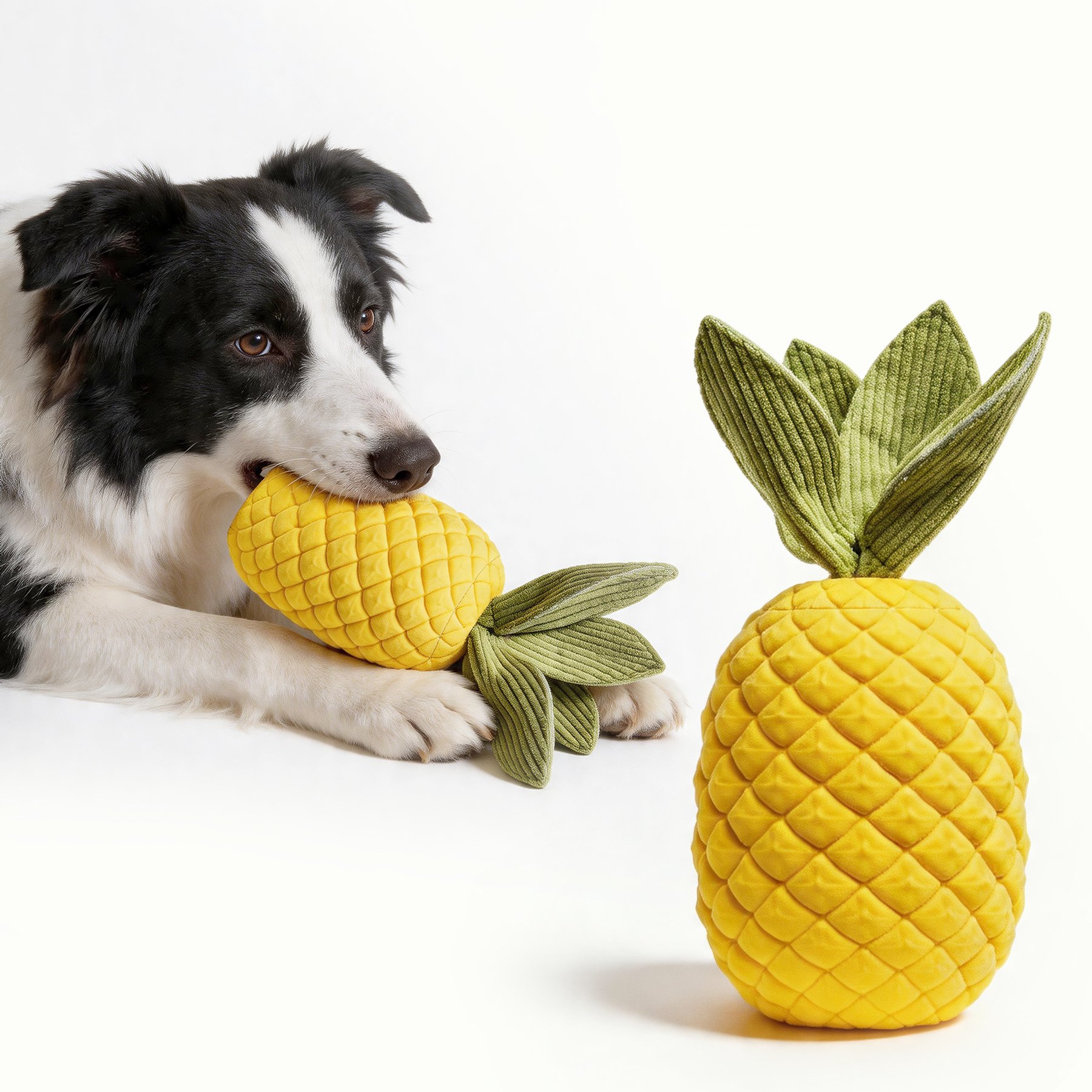 gerhui Bun Pineapple Squeaky Chew Dog Toy, Yellow