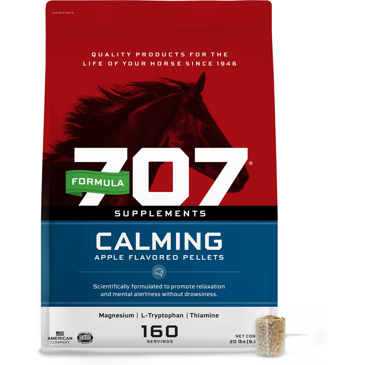 Formula 707 Calming Apple Flavor Pellets Horse Supplement, 20-lb bag