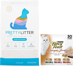 Fancy Feast Gravy Lovers Poultry & Beef Feast Variety Pack Canned Food, 3-oz, case of 30 + PrettyLitter Cat Litter