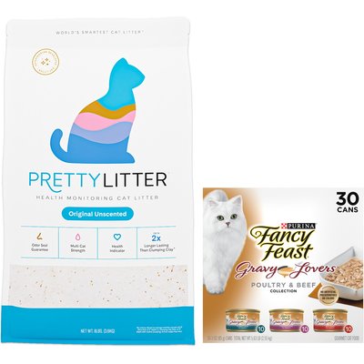 Fancy Feast Fancy Feast Gravy Lovers Poultry & Beef Feast Variety Pack Canned Food, 3-oz, case of 30 + PrettyLitter Cat Litter