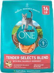 Purina ONE Tender Selects Blend with Real Salmon Dry Cat Food, 16-lb bag