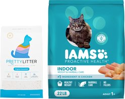Iams ProActive Health Indoor Weight & Hairball Care Dry Food, 22-lb bag + PrettyLitter Cat Litter