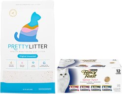 Fancy Feast Senior 7+ Chicken, Beef & Tuna Feasts Variety Pack Canned Food + PrettyLitter Cat Litter