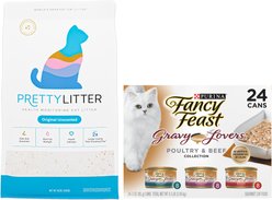 Fancy Feast Gravy Lovers Poultry & Beef Feast Variety Pack Canned Food, 3-oz, case of 24 + PrettyLitter Cat Litter