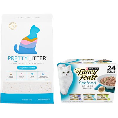 Fancy Feast Fancy Feast Grilled Seafood Feast Variety Pack Canned Food, 3-oz, case of 24 + PrettyLitter Cat Litter