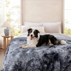Luciphia Waterproof Washable Shaggy Faux Fur for Couch & Bed Dog Blanket, Tie-Dye Grey, 60 x 80-in