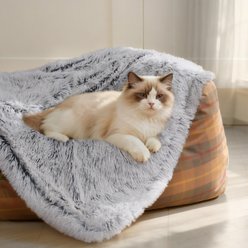 Luciphia Waterproof Washable Shaggy Faux Fur for Couch & Bed Dog Blanket, Mist Grey, 30 x 40-in