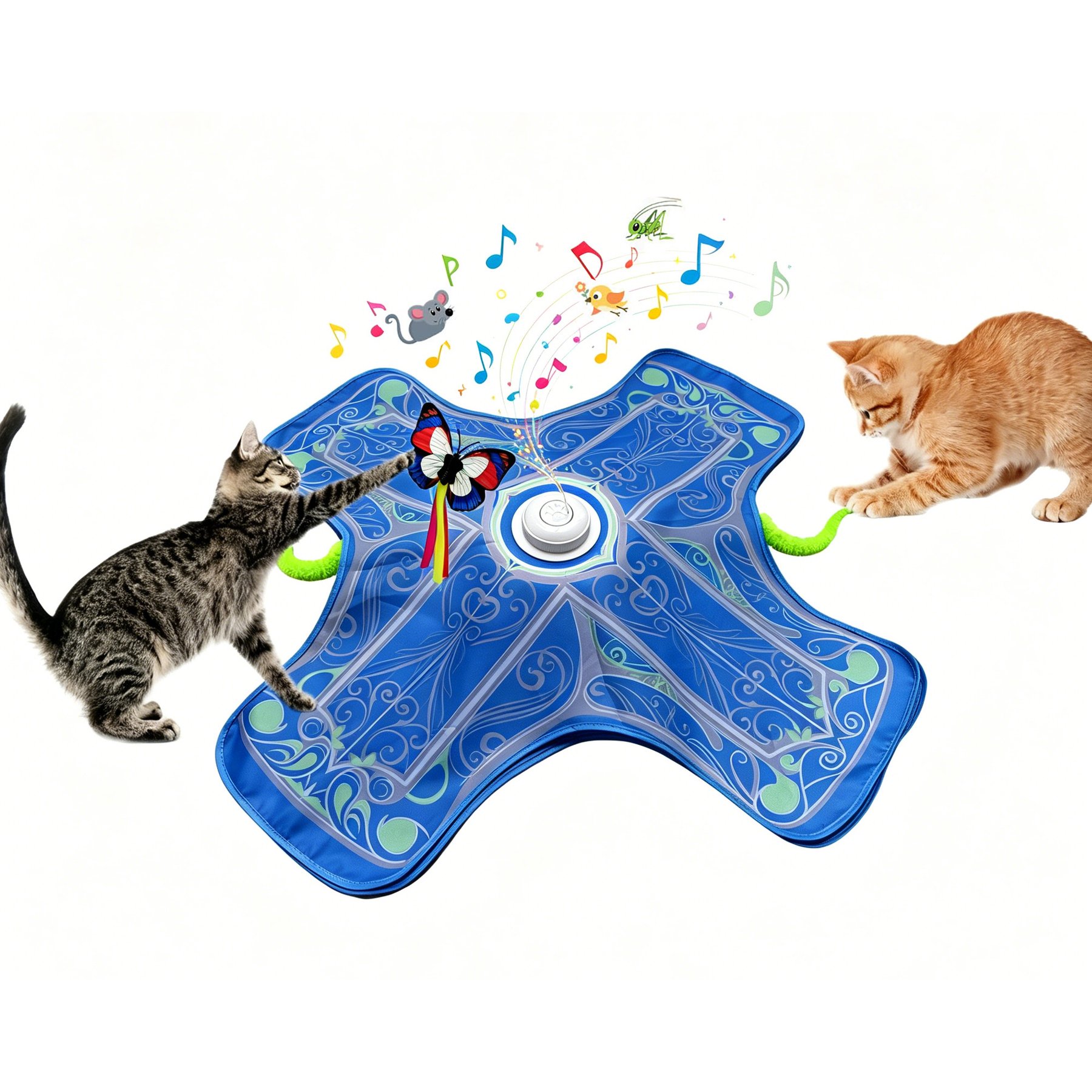 Meowvale Newly Upgraded Interactive Rechargeable Touch Activated Electronic Hide & Seek Cat Toy, Blue