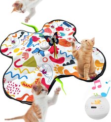 Meowvale Interactive Electronic Hide & Seek Cat Toy with Fluttering Butterfly, Red