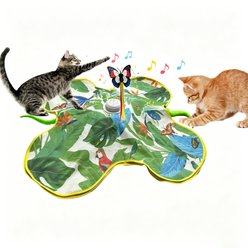 Meowvale Interactive Electronic Hide & Seek Cat Toy with Fluttering Butterfly, Green