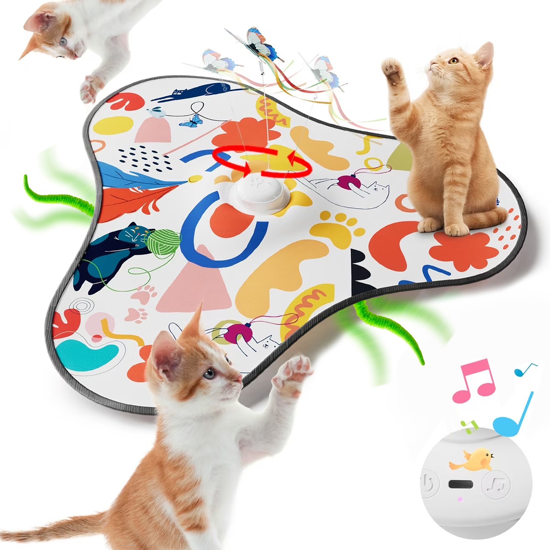 Meowvale Interactive Rechargeable Touch Activated Electronic Hide & Seek Cat Toy, Red