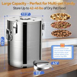Newget Airtight Metal Container Food Bin with Scoop & Lid Stainless-Steel Dog & Cat Storage, Medium: 45-lbs slide 2 of 7