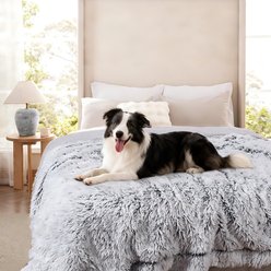 Luciphia Waterproof Washable Shaggy Faux Fur for Couch & Bed Dog Blanket, Mist Grey, 60 x 80-in