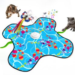 Meowvale Interactive Electronic Hide & Seek Cat Toy with Fluttering Butterfly, Blue
