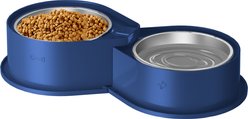 Newget Stainless Steel Anti-Skid 304 Metal Double Acrylic Food & Water Dog & Cat Bowl, Medium: 800-mL, Blue