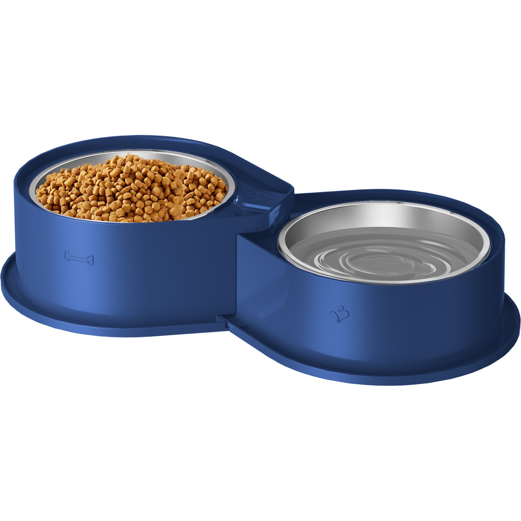 Newget Stainless Steel Anti-Skid 304 Metal Double Acrylic Food & Water Dog & Cat Bowl, Medium: 800-mL, Blue
