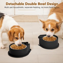 Newget Stainless Steel Anti-Skid 304 Metal Double Acrylic Food & Water Dog & Cat Bowl, Medium: 800-mL, Black slide 2 of 8