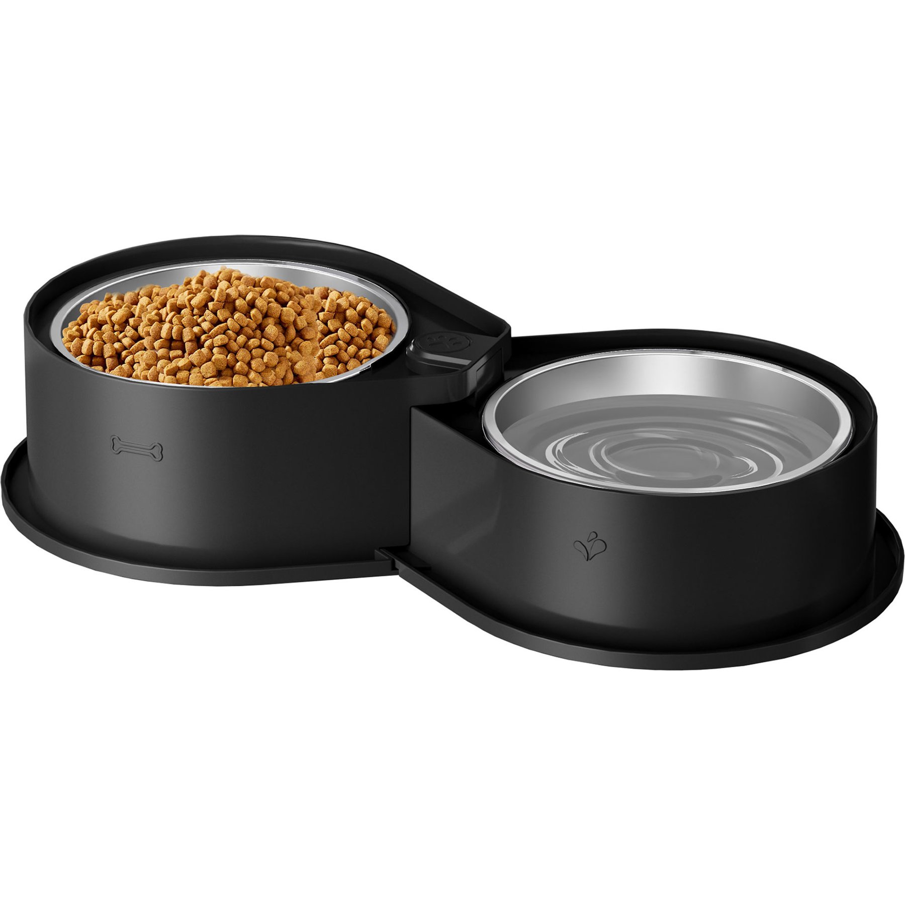 Newget Stainless Steel Anti-Skid 304 Metal Double Acrylic Food & Water Dog & Cat Bowl, Medium: 800-mL, Black
